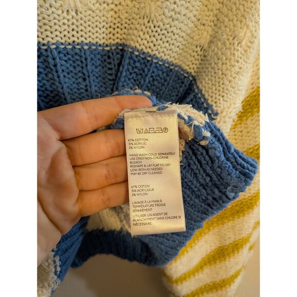 Urban outfitters striped sweater blue and yellow oversized size S cotton blend - Picture 5 of 6